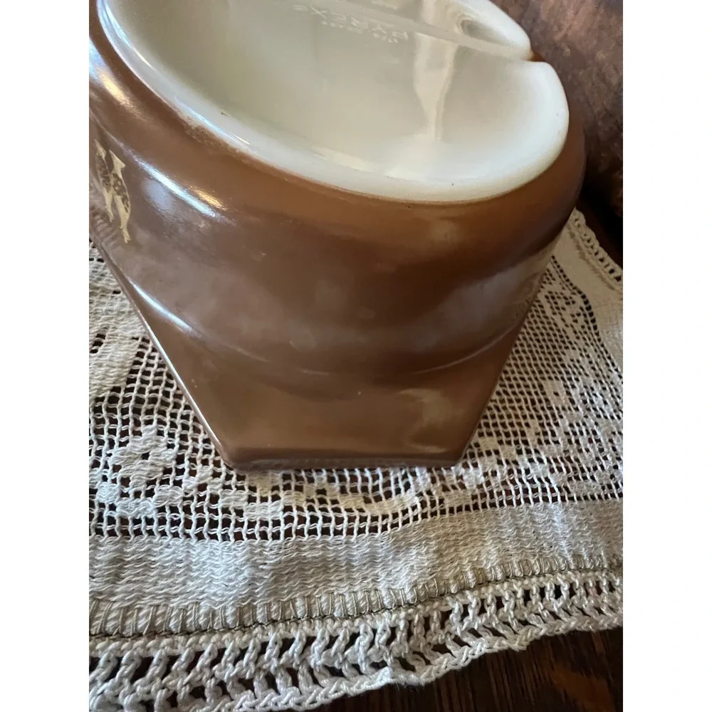 Vintage Pyrex Early American Divided Casserole Dish 1.5 Qt Brown Gold‎ 063 Lid